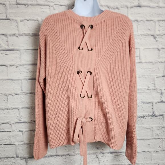 Lucky Brand Sweater Womens Size Medium Lace-Up Back - Picture 2 of 13